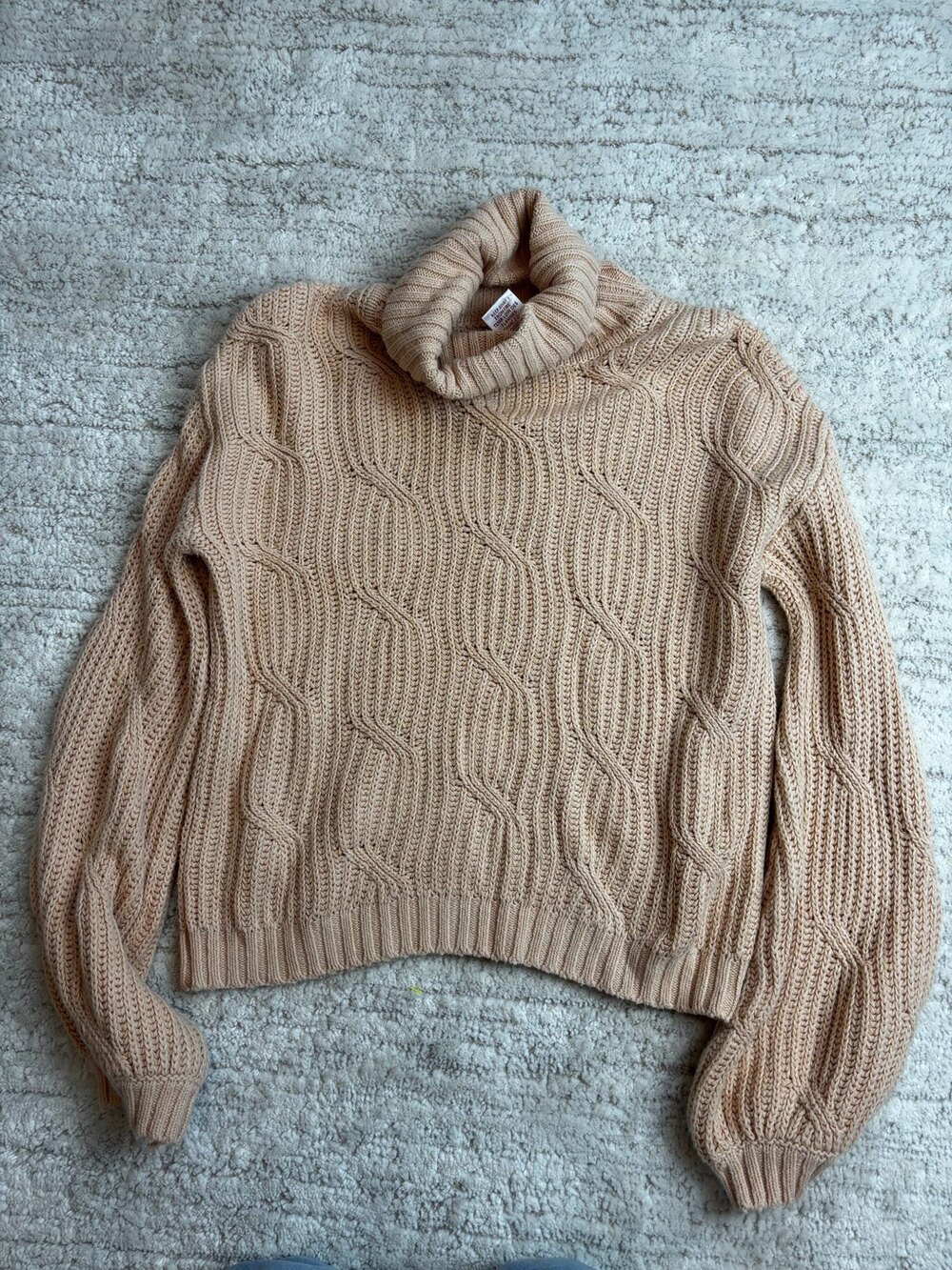 Max Studio Kids Cable Knit Turtleneck Sweater Tan Size 10-12